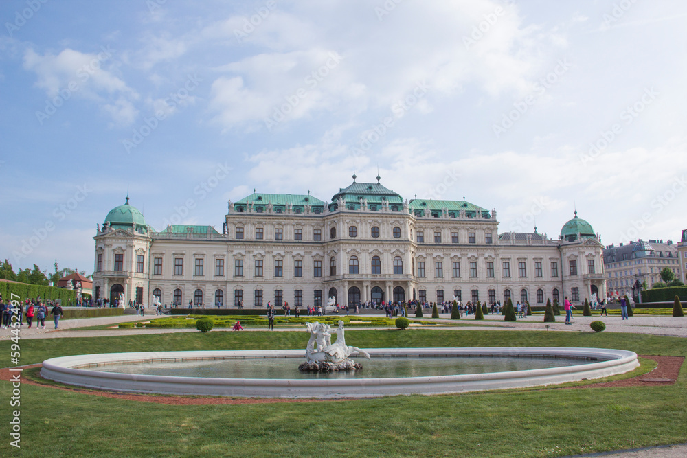 Beautiful view of the Belvedere Palace in Vienna, Austria