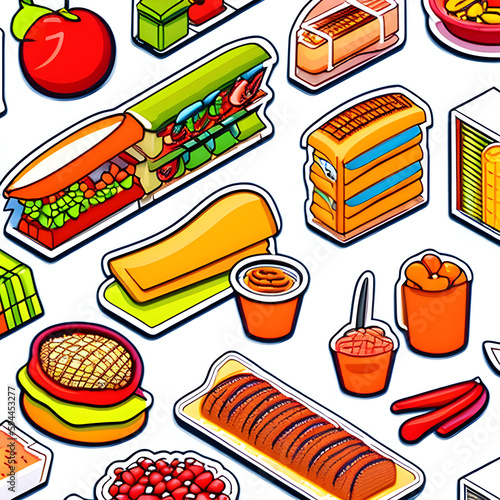 Isometric Food Icons. Isometric Icons. Outline Style. Transparent Background. Content for Graphic Design- (AI) photo