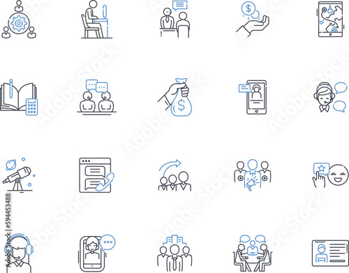 Political action line icons collection. Advocacy, Ballot, Campaign, Civil, Community, Democracy, Elections vector and linear illustration. Grassroots,Government,Ideology outline signs set