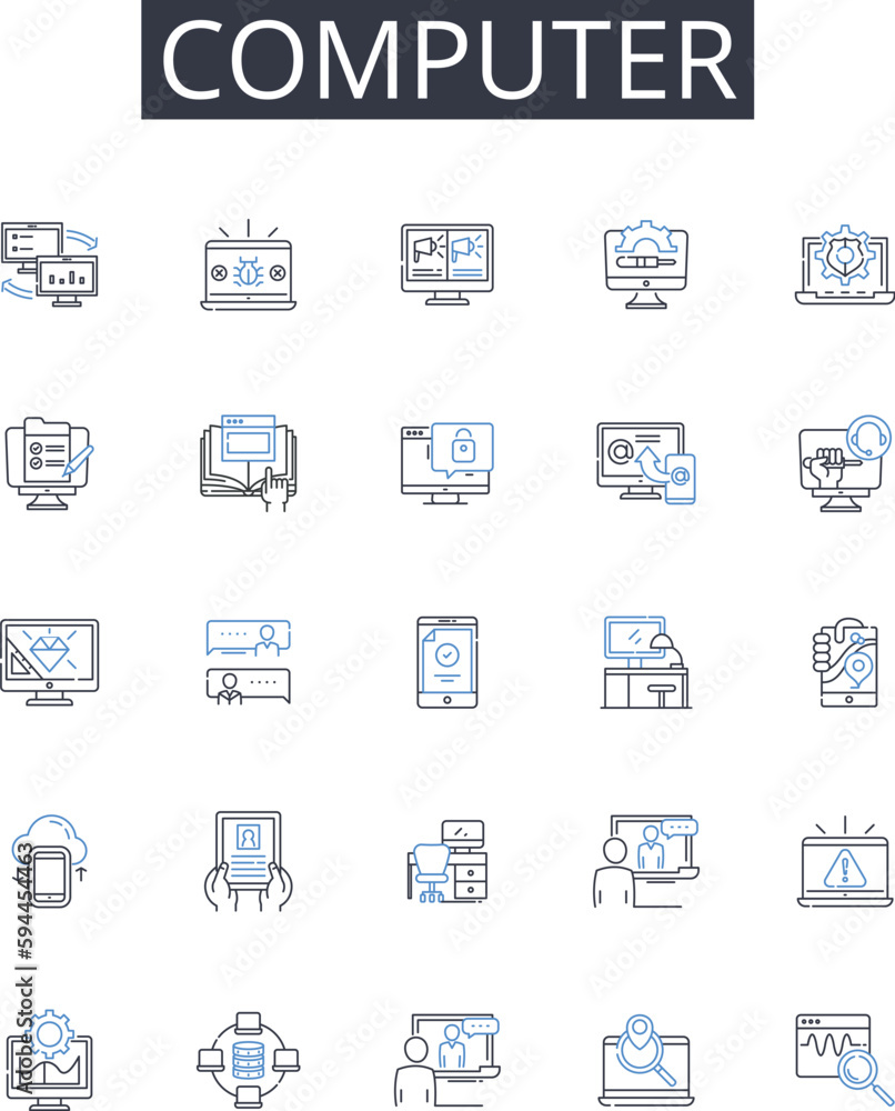 Computer line icons collection. Transformation, Adaptation, Resilience, Flexibility, Reorganization, Innovation, Transition vector and linear illustration. Evolution,Progression,Improvement outline