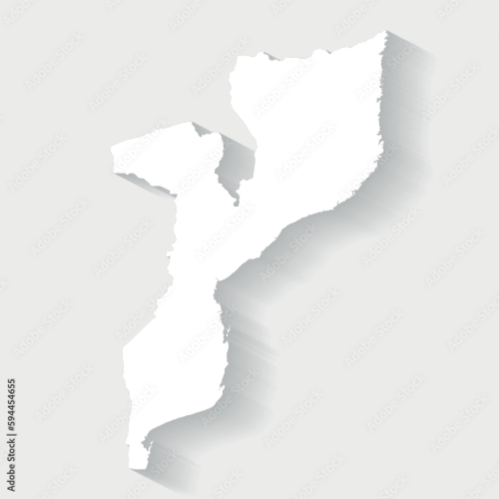 Simple white Mozambique map on gray background, vector