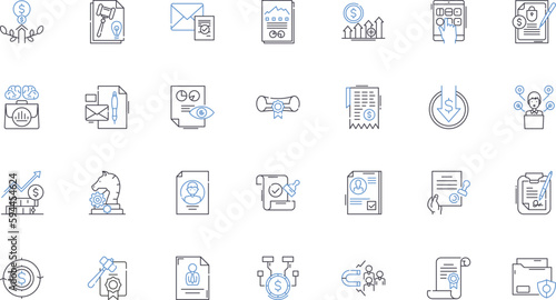 Jurist line icons collection. Advocate, Attorney, Barrister, Counsel, Defender, Solicitor, Legalist vector and linear illustration. Jurisprudent,Prosecutor,Judicator outline signs set photo
