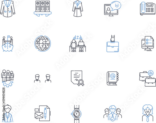 Financial compliance line icons collection. Regulations, Governance, Risk, Auditing, Compliance , Standards, Enforcement vector and linear illustration. Controls,Accountability,Penalties outline signs