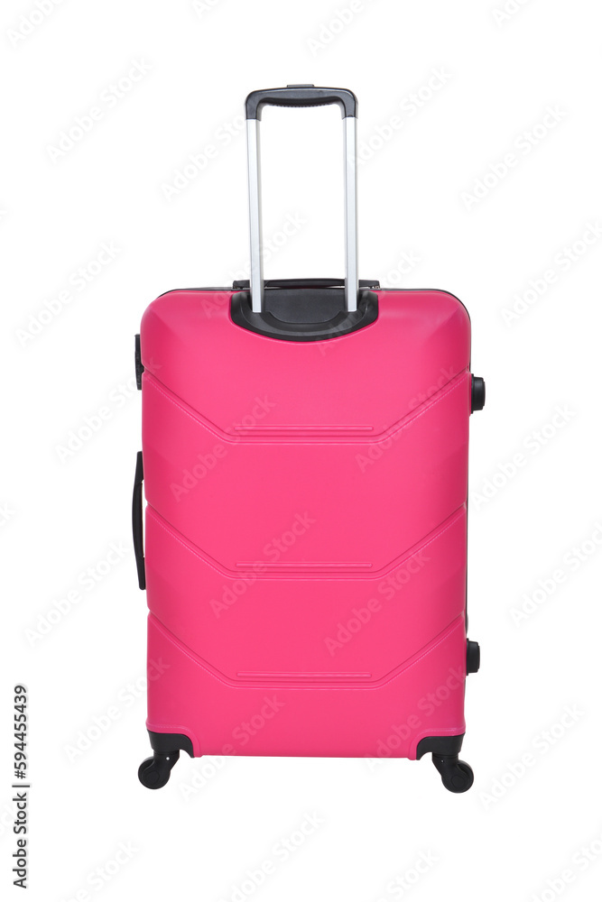 Pink travel suitcase on a white background Pink travel suitcase on a white background