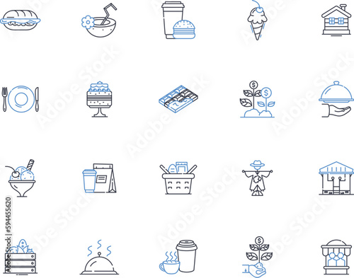 Donut shop line icons collection. Glaze, Sprinkles, Yeast, Fritter, Cake, Boston, Jelly vector and linear illustration. Cinnamon,Old-fashid,Buttermilk outline signs set