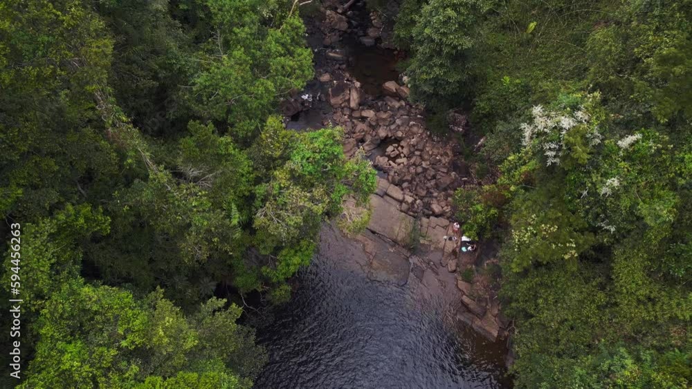 thailand best secret jungle Waterfall. Nice aerial top view flight drone thailand best secret jungle Waterfall. Nice aerial top view flight drone