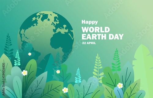 earth day poster  first day  Mother Earth  nature  trees  with a plant collection design on a soft earth background