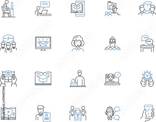 Helper line icons collection. Support, Assistance, Guide, Aid, Companion, Ally, Collaborator vector and linear illustration. Teammate,Protector,Advisor outline signs set
