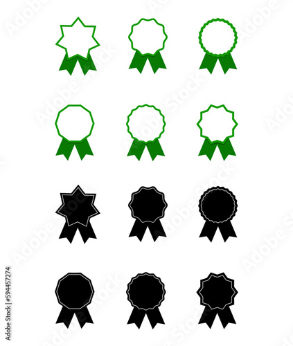 Collection of empty badges isolated.