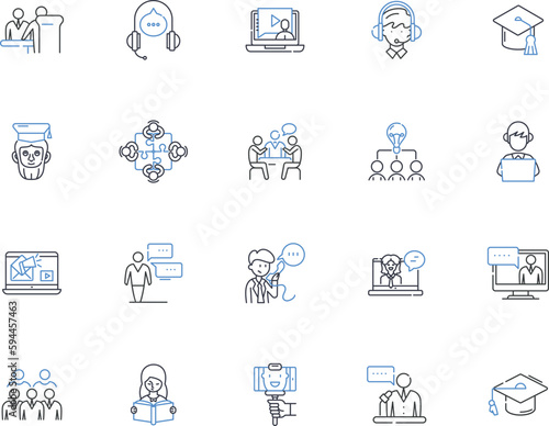 Educative line icons collection. Learning, Knowledgeable, Informative, Instructional, Enlightening, Educational, Insightful vector and linear illustration. Intellectual,Mind-broadening,Cultivating