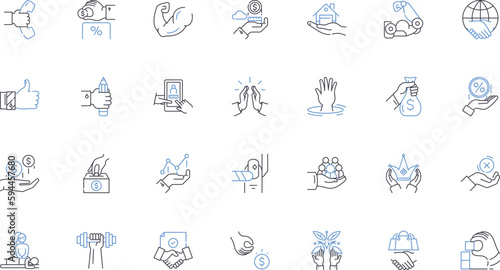 Flourishing line icons collection. Prosperity, Success, Growth, Abundance, Thriving, Bloom, Flourish vector and linear illustration. Fulfillment,Victory,Joy outline signs set
