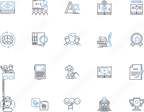 Education line icons collection. Learning, Knowledge, Wisdom, Curriculum, Study, Pedagogy, Instruction vector and linear illustration. Classroom,Teacher,Student outline signs set