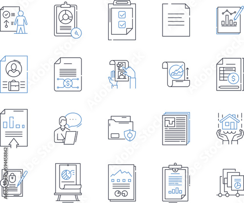 claim line icons collection. Assert, Demand, Declare, Proclaim, Announce, Affirm, Maintain vector and linear illustration. Uphold,Avow,Pronounce outline signs set
