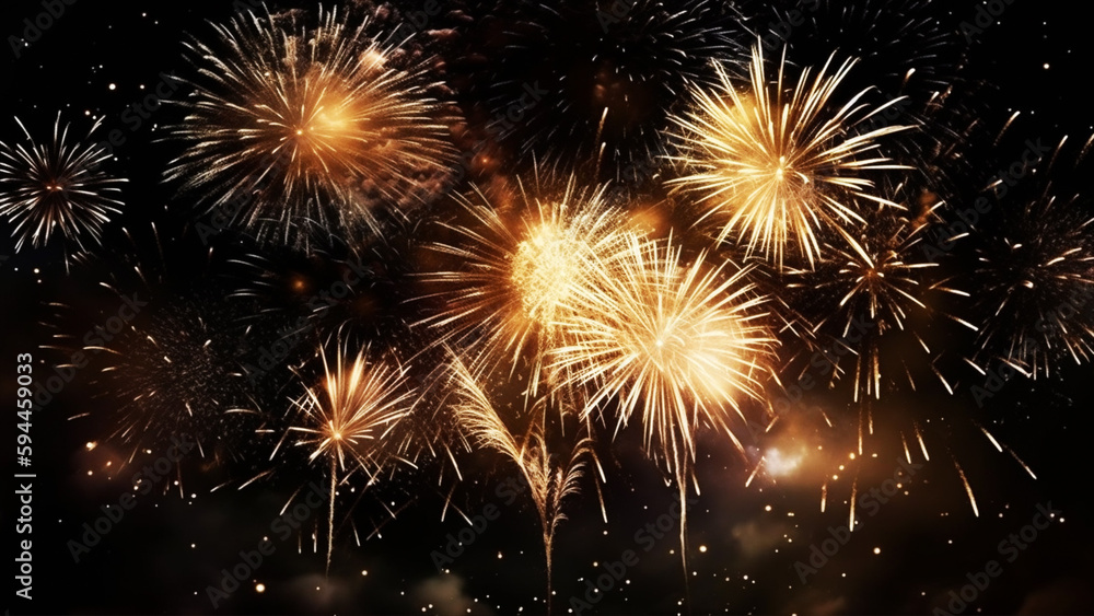 A set of slow motion fireworks on black background, collage of colorful fireworks exploding in the night sky. Generative AI A set of slow motion fireworks on black background, collage of colorful fireworks exploding in the night sky. Generative AI