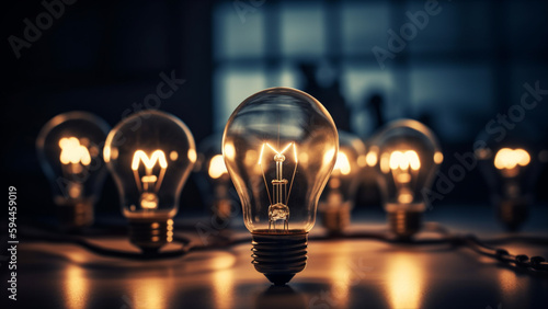 Bright idea for business growth. Concept for idea, innovation and inspiration in business, business opportunities. Generative AI