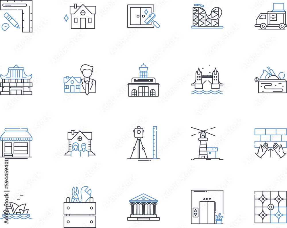 Condo line icons collection. Luxury, View, Amenities, Location, Space, Security, Design vector and linear illustration. Privacy,Comfort,Convenience outline signs set