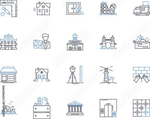 Condo line icons collection. Luxury, View, Amenities, Location, Space, Security, Design vector and linear illustration. Privacy,Comfort,Convenience outline signs set