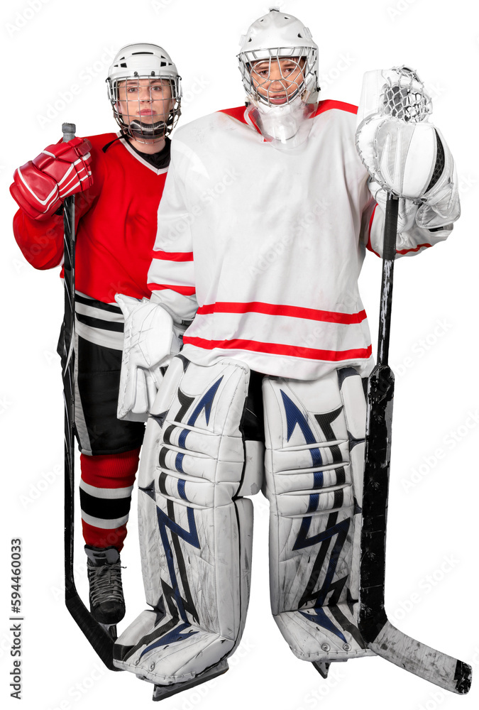 Two Hockey Players. Isolated on Transparent Background Two Hockey Players. Isolated on Transparent Background