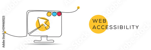 Web Accessibility banner Design, Continuous line drawing art.