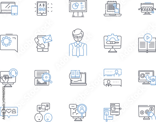 Oversight line icons collection. Supervision, Management, Control, Surveillance, Direction, Inspection, Regulation vector and linear illustration. Monitoring,Review,Auditing outline signs set