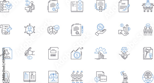 Solicitor line icons collection. Advocate, Litigator, Counsel, Attorney, Advisor, Defender, Negotiator vector and linear illustration. Jurist,Legalist,Barrister outline signs set