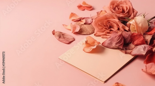 Roses for Mother's Day, Valentine Day, Card, Writing Space, Generative AI, Generative, AI