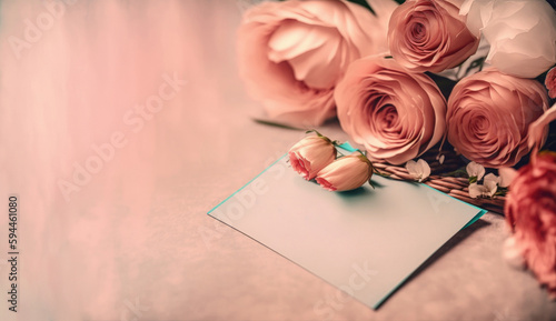 Roses for Mother's Day, Valentine Day, Card, Writing Space, Generative AI, Generative, AI