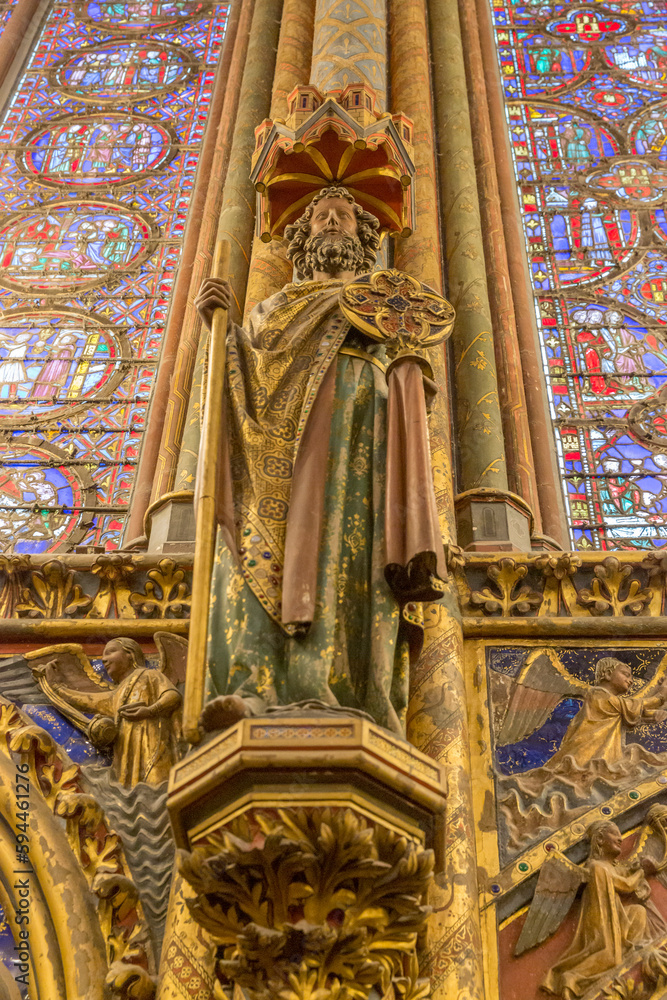 Paris. Sainte-Chapelle. Gothic style, royal chapel in Palais de la Cite, on the Ile de la Cite, River Seine