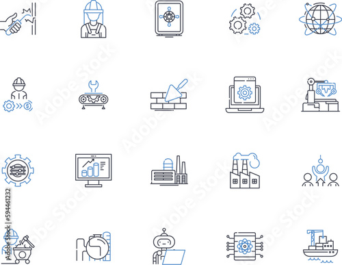 Telecommunications line icons collection. Convergence, Connectivity, Bandwidth, Broadband, Data, Fiber, Landline vector and linear illustration. Mobile,Nerk,Wireless outline signs set