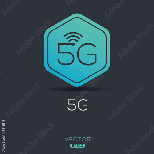 5G_(5th Generation of Cellular Networks) Icon, Vector sign.