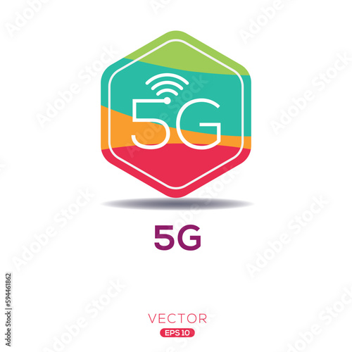 5G_(5th Generation of Cellular Networks) Icon, Vector sign.