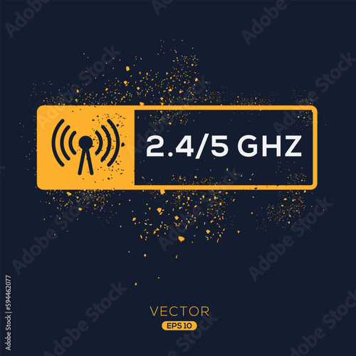 5Ghz+2.4Ghz Dual Band Wireless Internet, Vector sign.