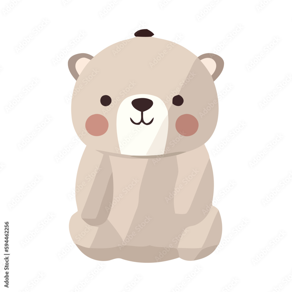 Fototapeta premium Cute bear toy sitting on white background