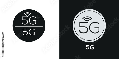 5G_(5th Generation of Cellular Networks) Icon, Vector sign.