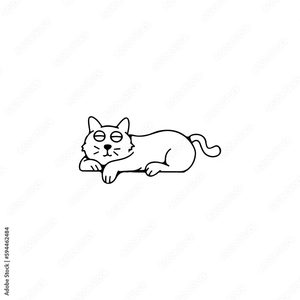 vector doodle illustration of sleeping cat vector doodle illustration of sleeping cat