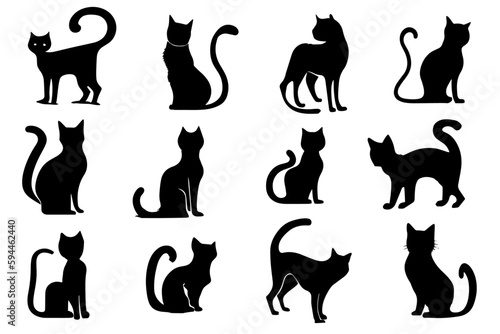series of icons with cats, cat logo, generative AI