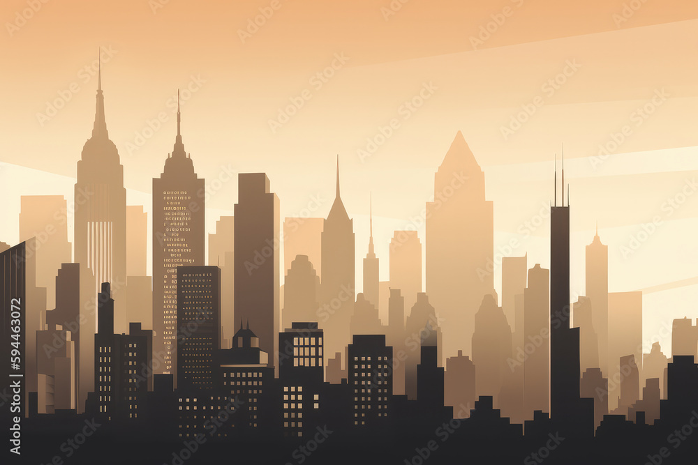Simple art deco New york skyline 