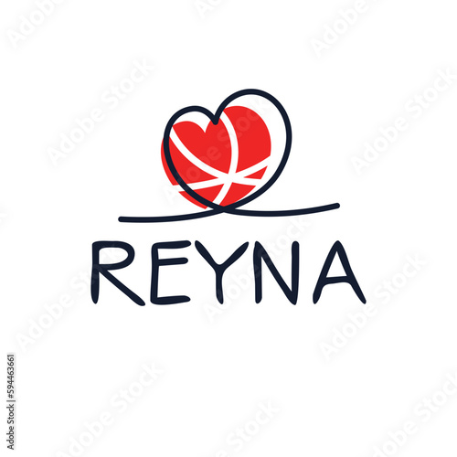 (Reyna) Calligraphy name, Vector illustration. photo