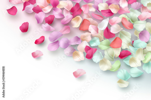 Colorful petals on white background.