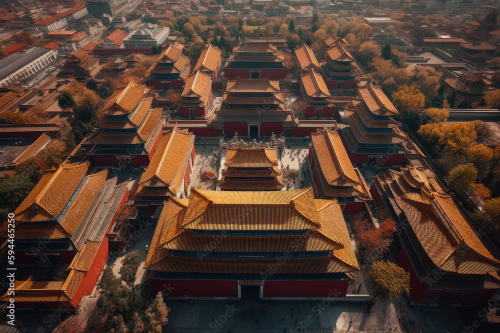 Aerial view of the Forbidden City in Beijing, China Aerial view of the Forbidden City in Beijing, China