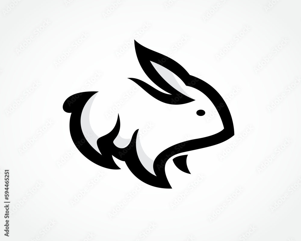 rabbit bunny run carefully art logo design template illustration inspiration rabbit bunny run carefully art logo design template illustration inspiration