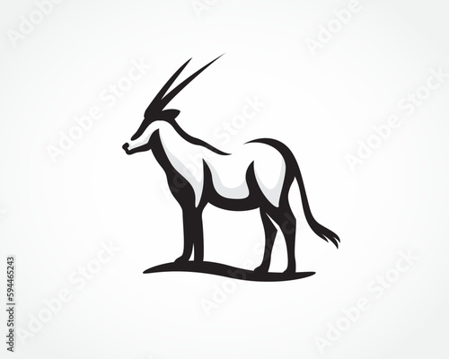 stand oryx at savana logo design template illustration inspiration