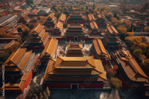 Aerial view of the Forbidden City in Beijing, China
