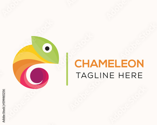 simple abstract full color chameleon logo icon symbol design template illustration