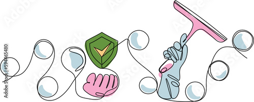 Home cleaning service landing page design concept, illustration of janitors with cleaning tools. Vector illustration