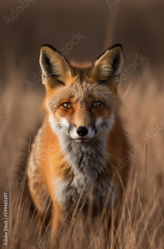 Red fox on the prairie Generative Ai © Moteo
