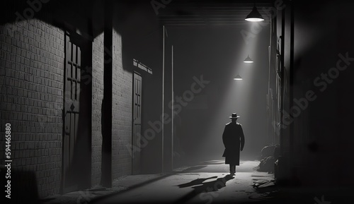 Fotografiet A detective film noir (ai generate)