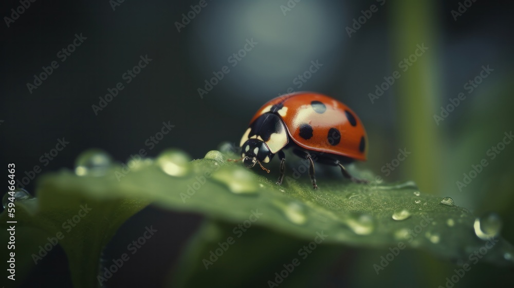 Fototapeta premium Ladybug standing on the grass. Generative AI.