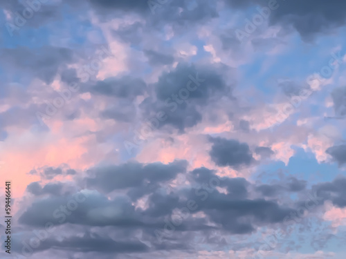Fototapeta Naklejka Na Ścianę i Meble -  lovely fluffy white pink blue and grey clouds in the sky above Sydney NSW Australia at sunset
