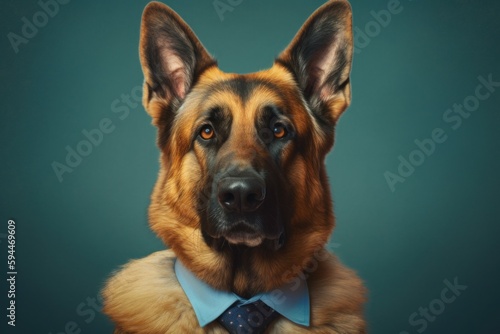 Anthropomorphic German Shepherd dog dressed in a suit like a businessman. business concept. AI generated, human enhanced
